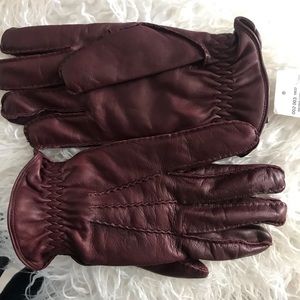 Genuine leather Bordeaux gloves